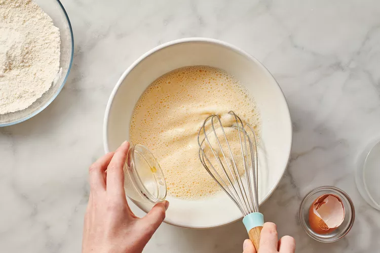 All the wet ingredients in a bowl